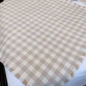Plaid Tan and Cream Tablecloth